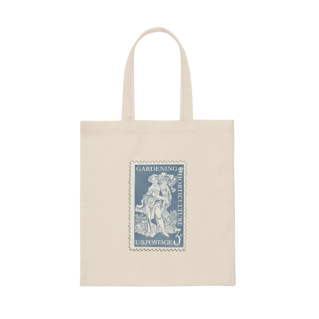 Vintage Gardening Stamp Canvas Tote