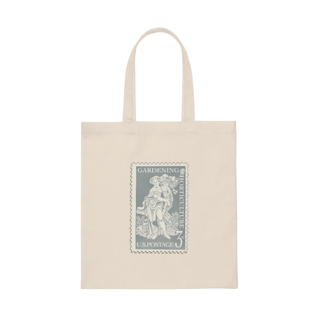Vintage Gardening Stamp Canvas Tote