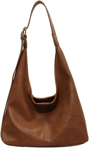 Vintage Hobo Bags for Women Vegan Leather Purses and Handbag Casual Soft Hobo Shoulder Bag for Work Shopping