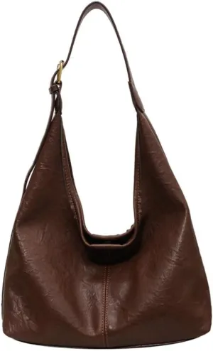 Vintage Hobo Bags for Women Vegan Leather Purses and Handbag Casual Soft Hobo Shoulder Bag for Work Shopping