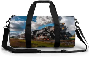 Vintage Steam Engine Locomotive Train Lightweight Gym Bag for Men Women Travel Duffel Bag Sports Workout Bag with Adjustable Strap