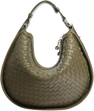 Vionli Half Moon Handbags for Women, Soft Leather Bags, Trendy Woven Purse, Shoulder Bag with Adjustable Strap