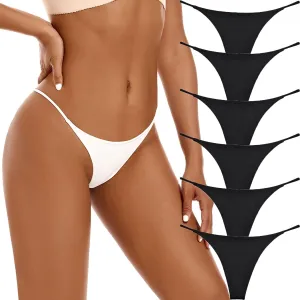 VISSAY Seamless G-String Thongs for Women, No Show Ladies Thong Underwear, Stretch Comfortable Breathable Panties Pack