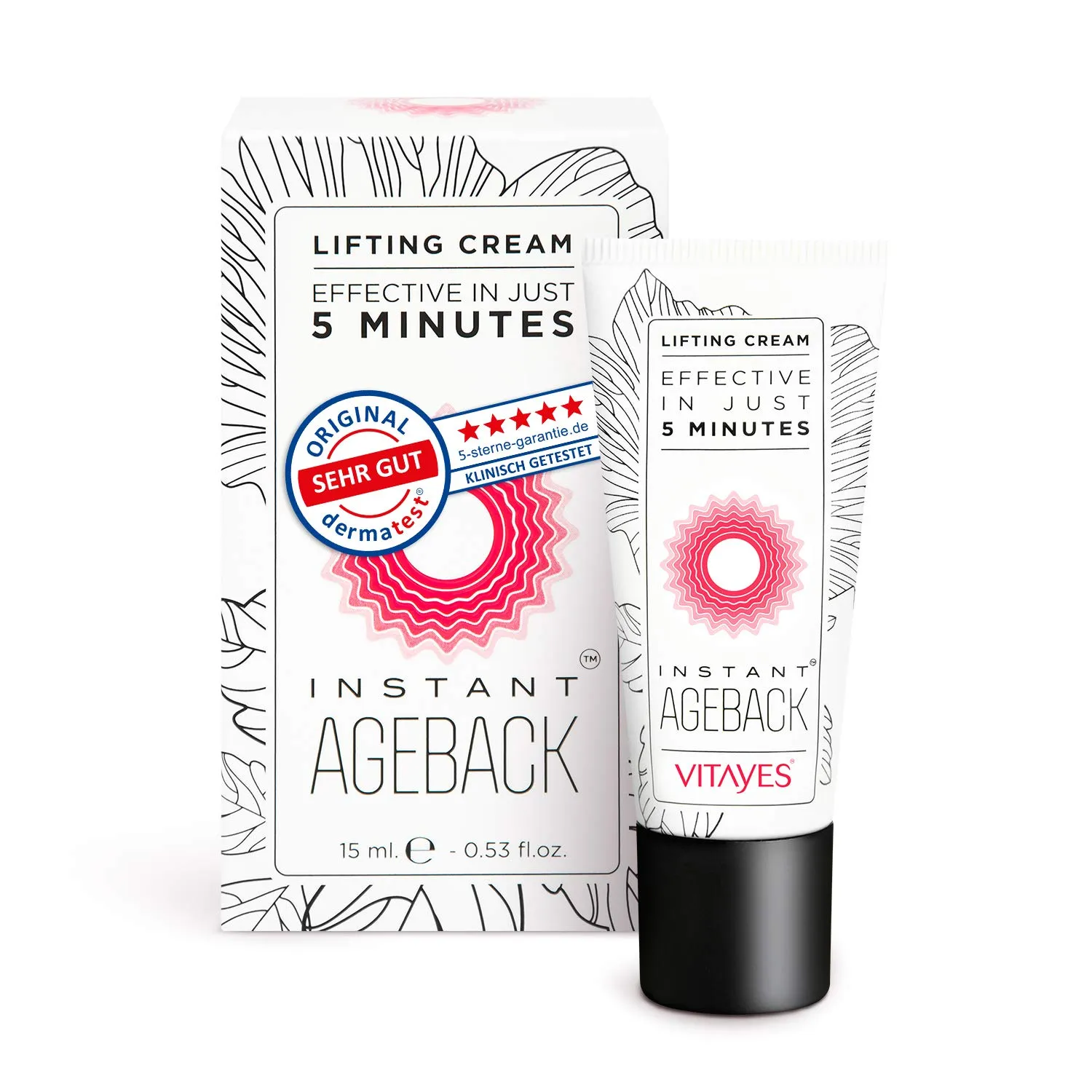 VITAYES Instant Ageback Lifting Cream, Dark Circle Bags Under Eye Remover, Anti Wrinkle and Fine Lines Face Lift Cream 0.52 Oz