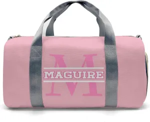 Volleyball Monogram Pink Personalized Duffel Bag with Name Custom Travel Bag for Women Men Sports Gym Dance Bags Wet Dry Pockets Shoes Compartment Overnight Weekend Bag Gift