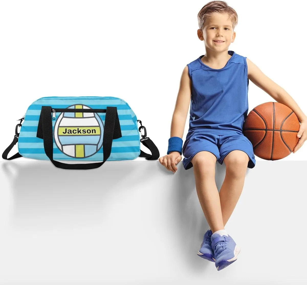 Volleyball Personalized Kids Duffel Bags for Boys Personalized Sport Gym Bag Customized Overnight Duffel Bag for Weekender