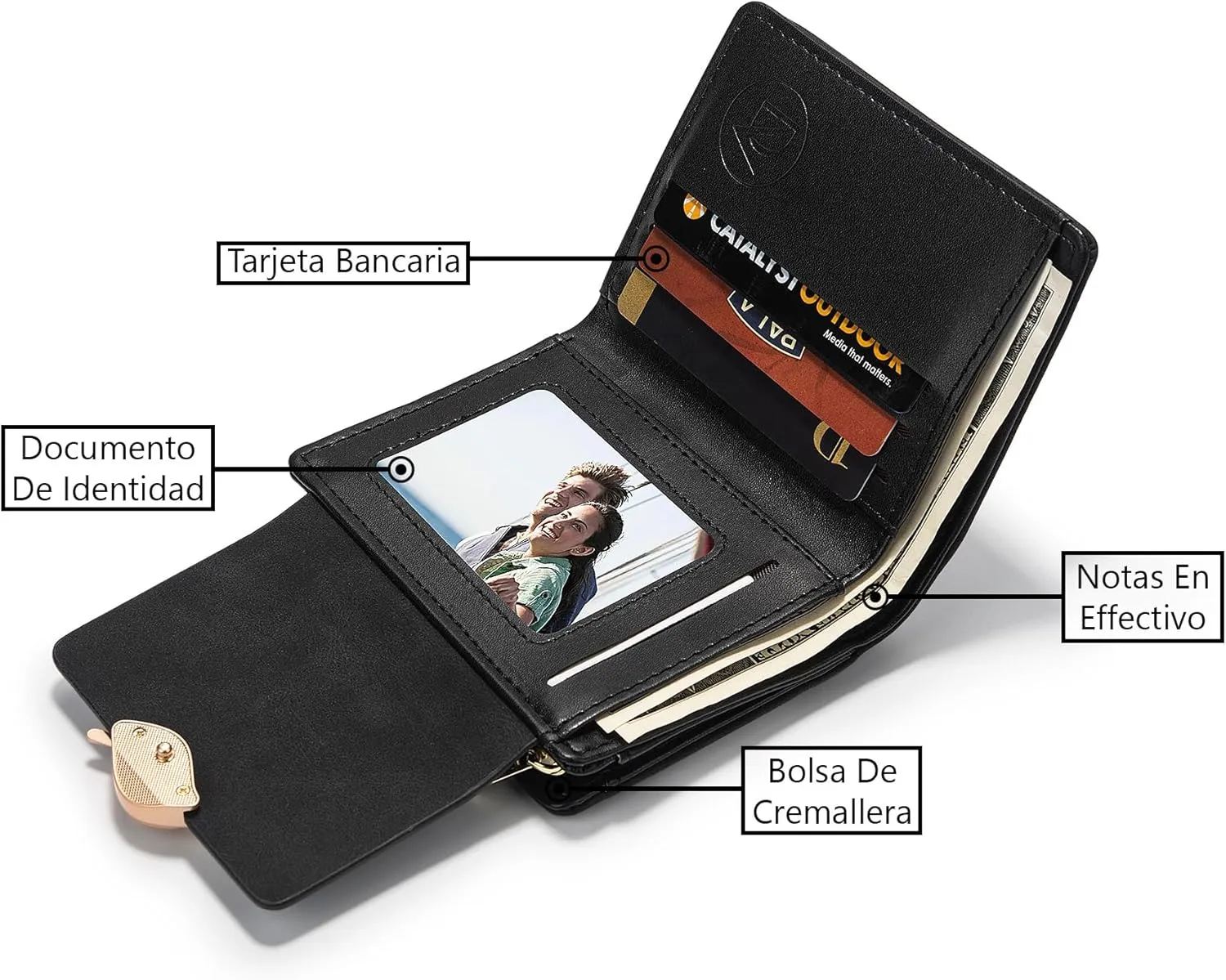 Wallets For Women Large Clutch Wristlet Phone Ladies Girls Cute Long Bifold Purse Unique Original Gift (Black/Small)