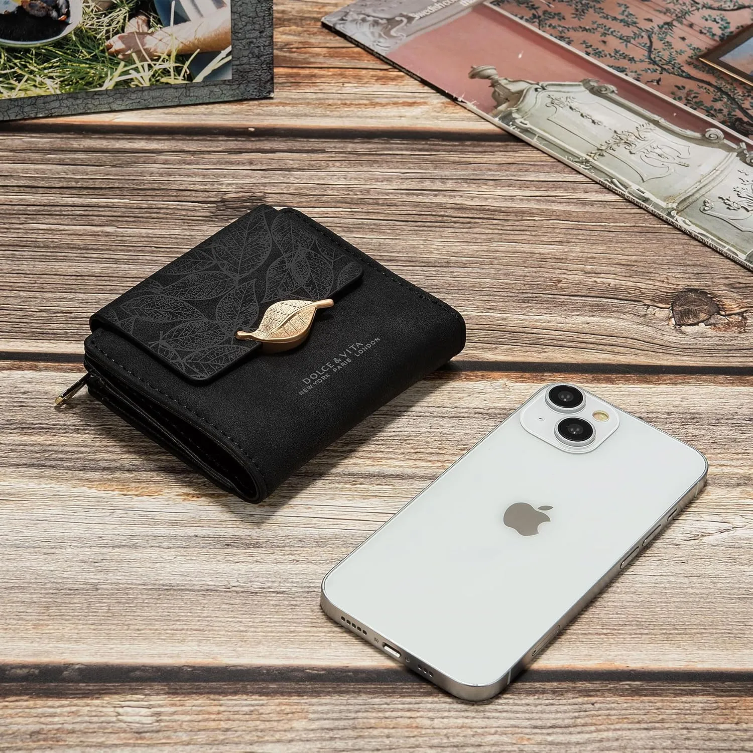 Wallets For Women Large Clutch Wristlet Phone Ladies Girls Cute Long Bifold Purse Unique Original Gift (Black/Small)
