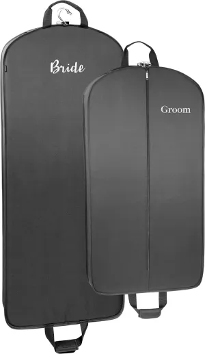 WallyBags Deluxe Bride & Groom Travel Garment Bag, BLACK-B1G3, 60 in. and 40 in