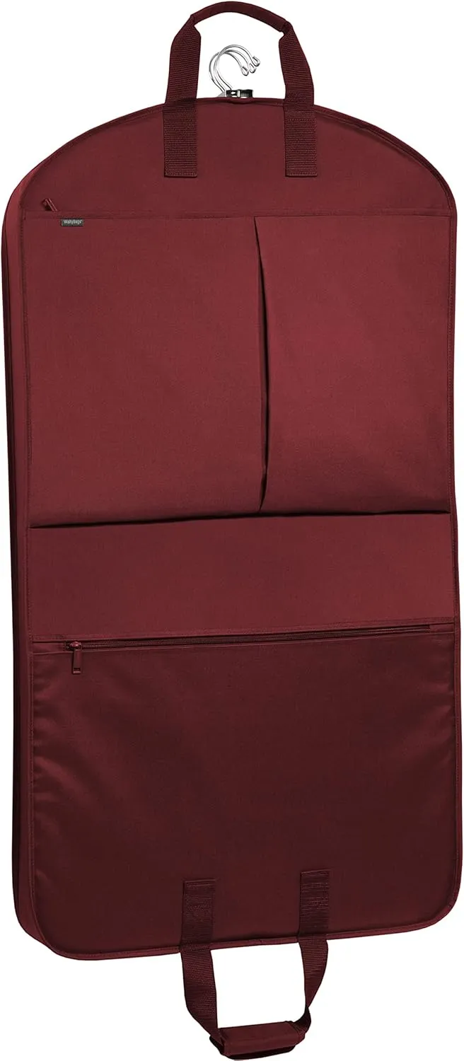 WallyBags Deluxe Travel Garment Bag with Two Pockets, Merlot, 40-inch