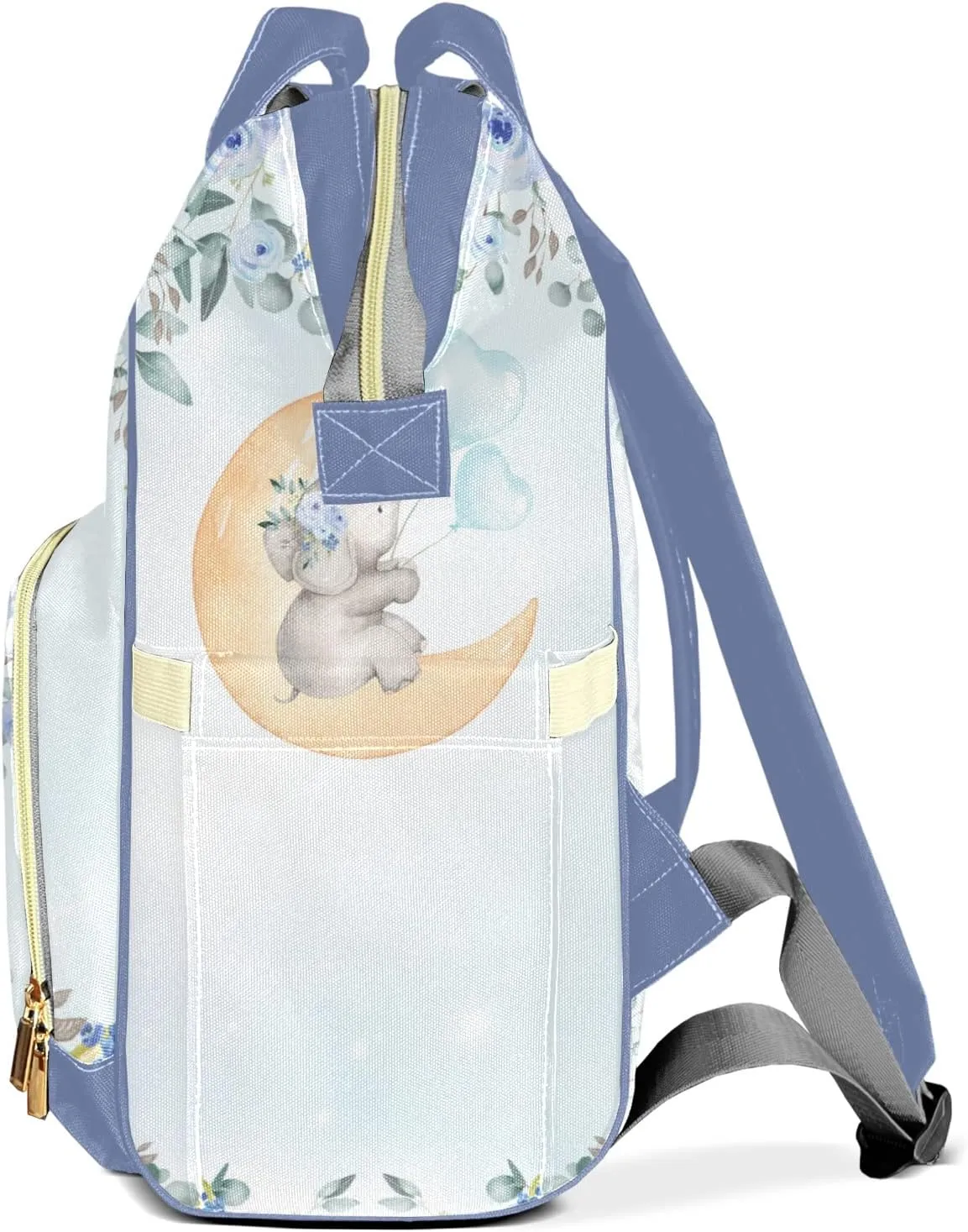 Watercolor Flower Elephant Diaper Bags Customized Mummy Nursing Casual Daypack Hiking Camping Baby Bags for Mom