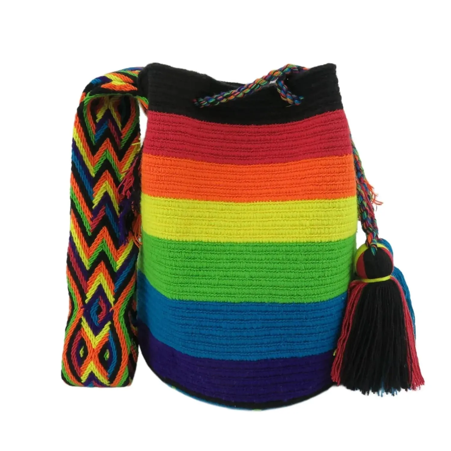 Wayuu bag large mochila wayuu pattern handmade bolso wayuu shoulder crossbody bag colombian gift (3)