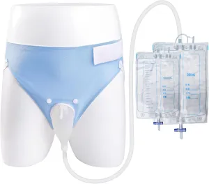 Wearable Urinal for Men,Protable Male Urine Collection Bag，Reusable Silicone Urine Bag,Urinary Drainage Bag System,Elderly Urinal with Urine Bags(2000 ML*1 1000 ML*1) for Bedridden Patients