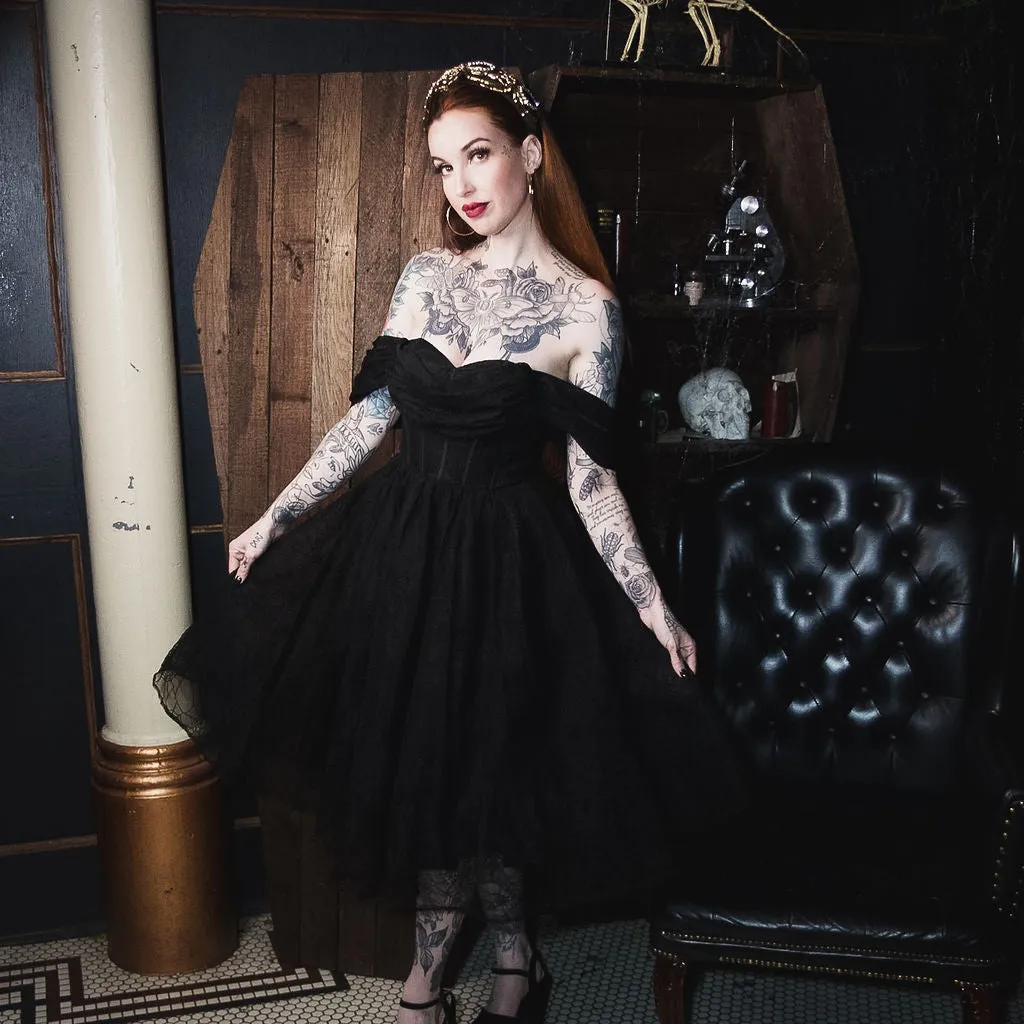 Webbed in Velvet – Gothic Tulle Cocktail Dress