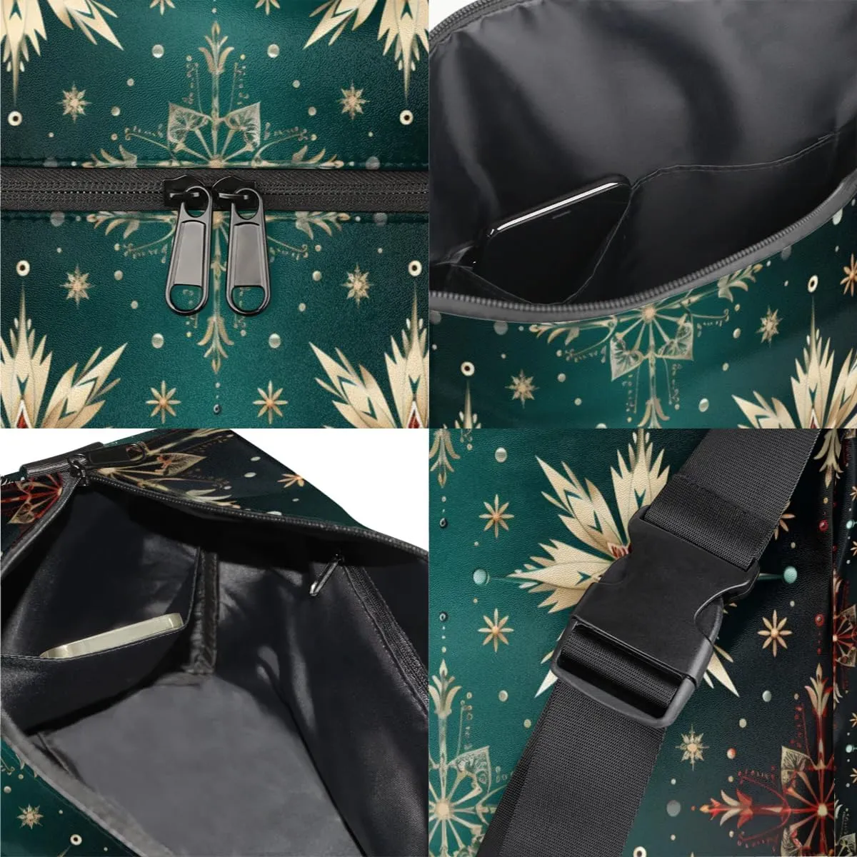 Weekend Bag Creative Art Flower Pattern Lightweight Carry On Duffel Bag Waterproof Gym Bag Pu Leather Duffle Bag for Workout Travel Sport