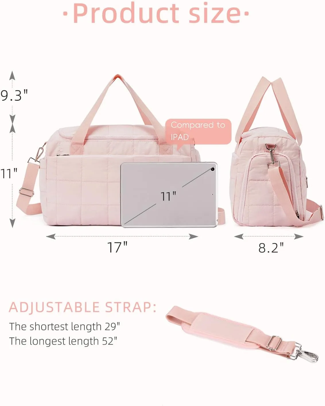 WESTBRONCO Travel Duffle Bag for Women, 25L Quilted Weekender Overnight Bag, Soft, Lightweight, Large Crossbody Gym bags