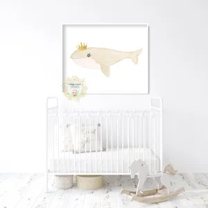 Whale   Crown Nursery Wall Art Print