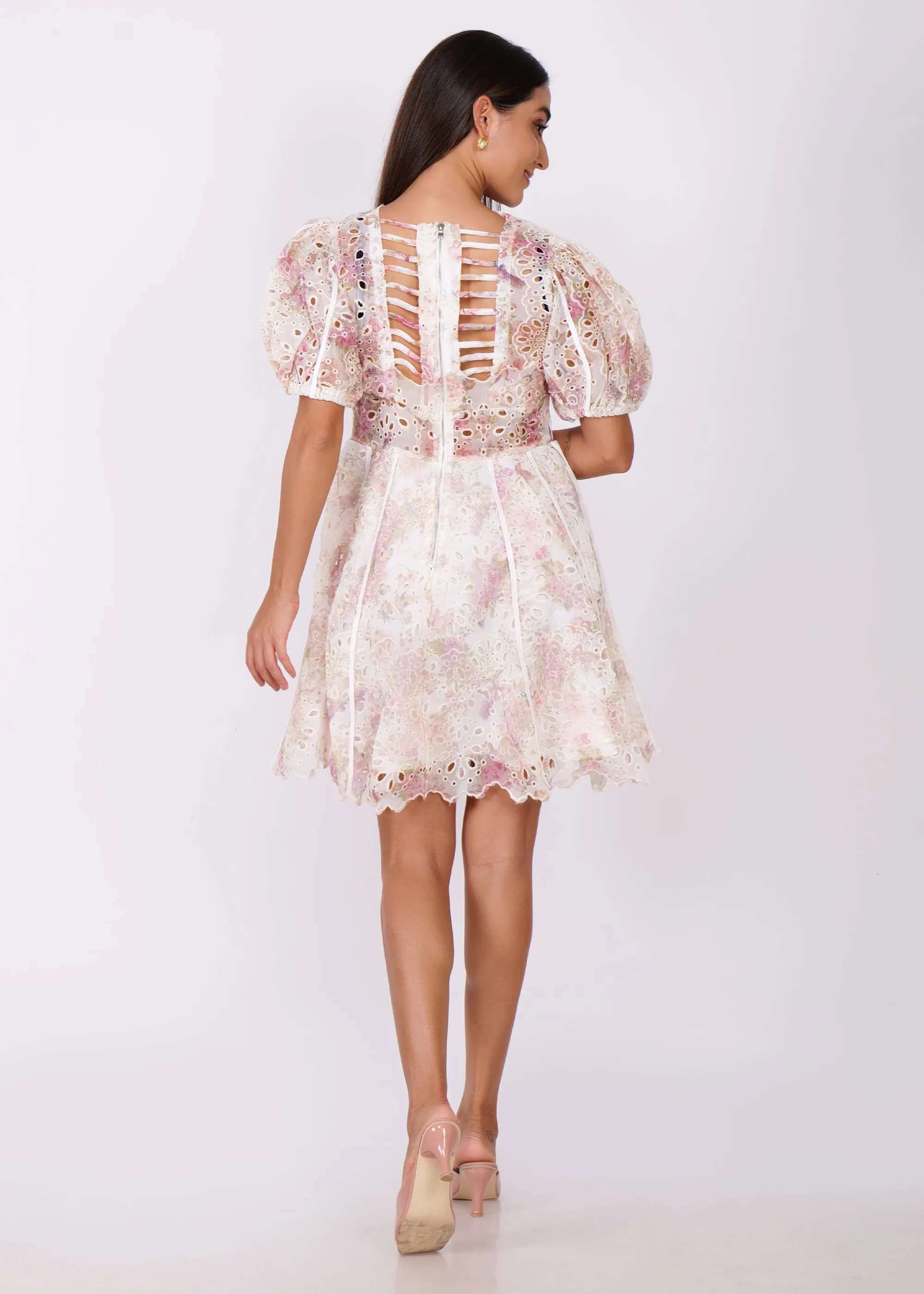 White-Pink Organza Dress