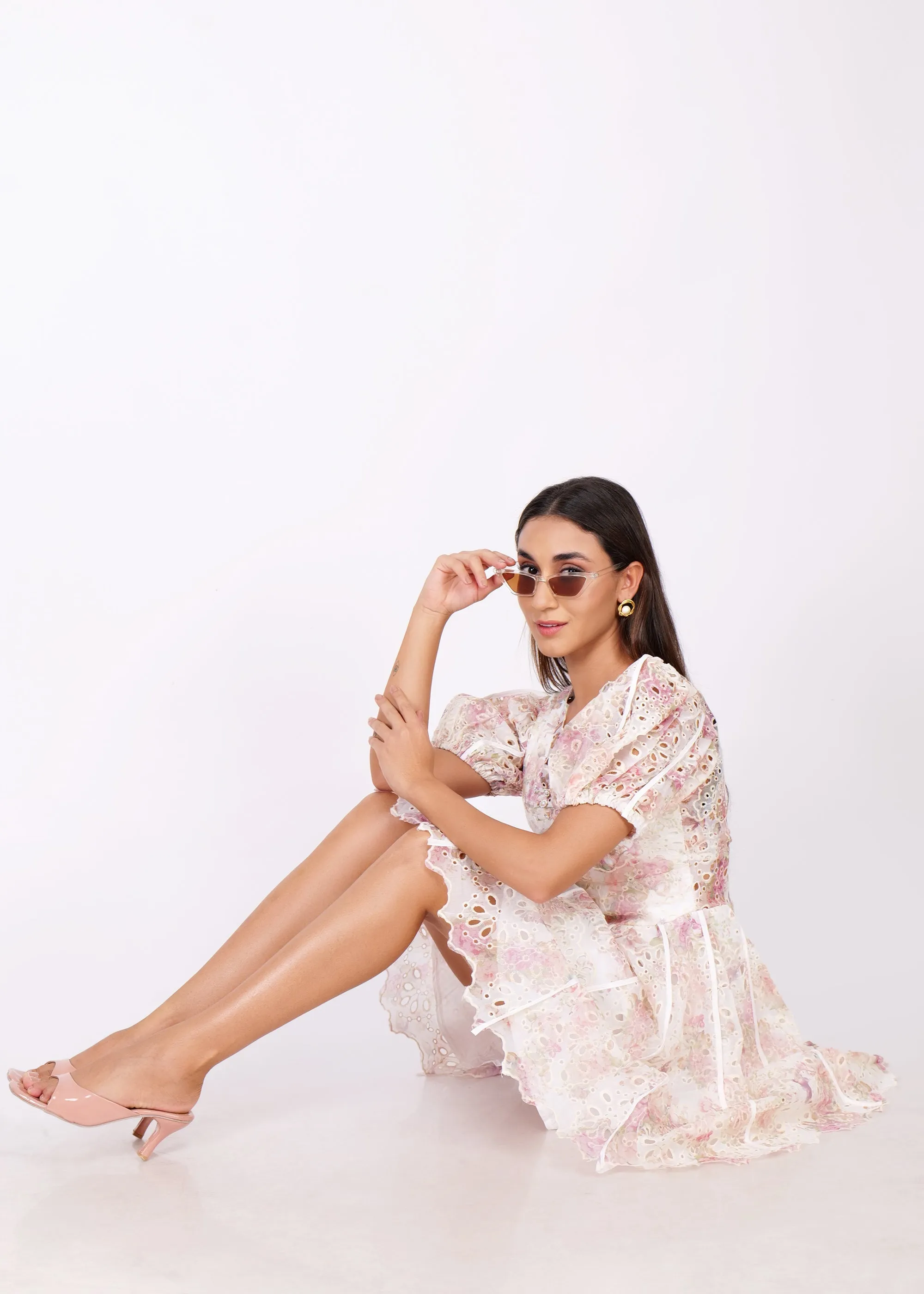 White-Pink Organza Dress
