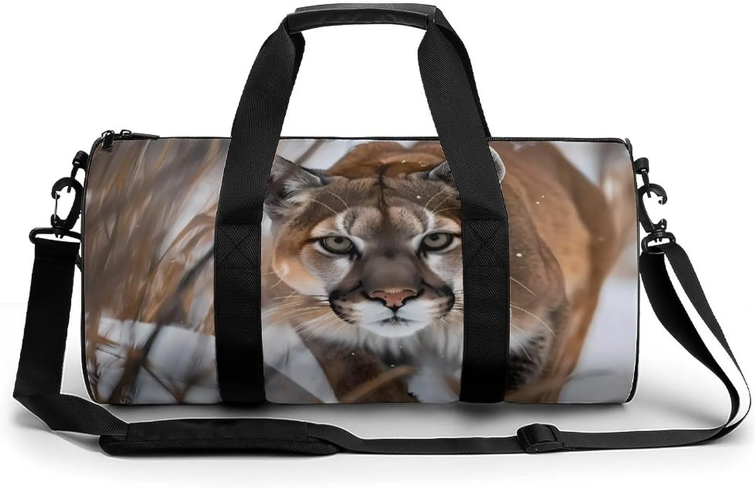 Wildlife Mountains Lion in Snow Lightweight Gym Bag for Men Women Travel Duffel Bag Sports Workout Bag with Adjustable Strap