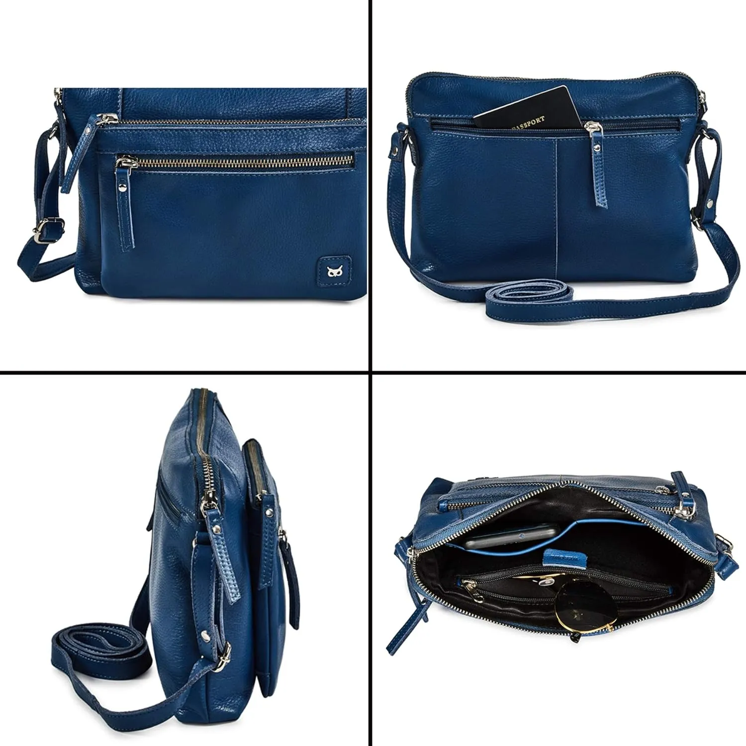 Wise Owl Accessories Small Soft Pebbled Real Leather Crossbody Handbags Purses Sling Crossover Shoulder Bag
