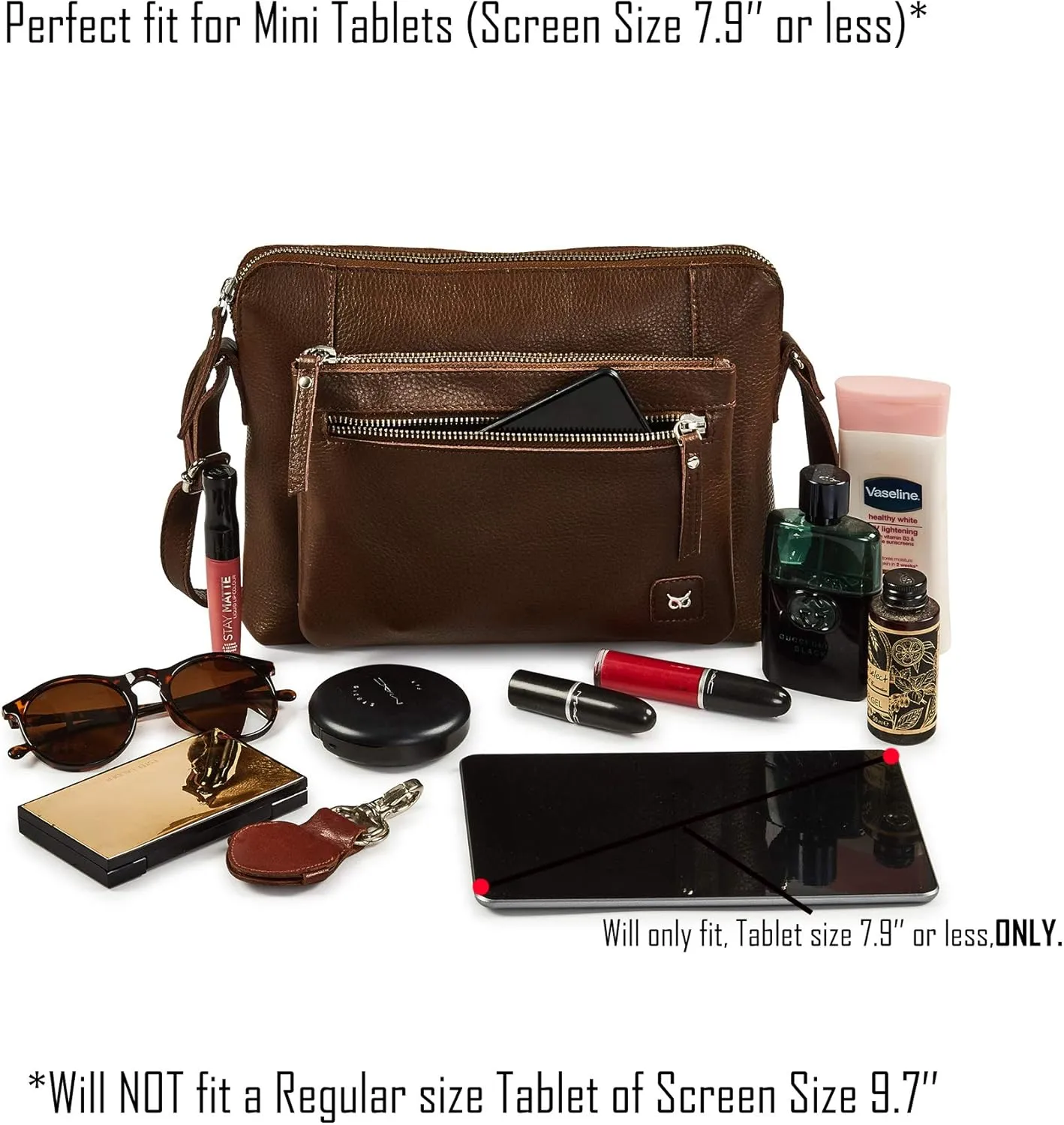 Wise Owl Accessories Small Soft Pebbled Real Leather Crossbody Handbags Purses Sling Crossover Shoulder Bag