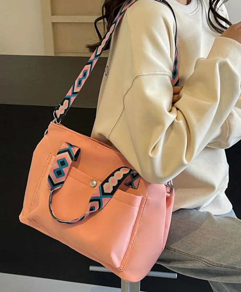Womens Casual Nylon Tote Bags Canvas Shoulder Crossbody Bag Large Handbags Fashion Top Handle Purse Travel