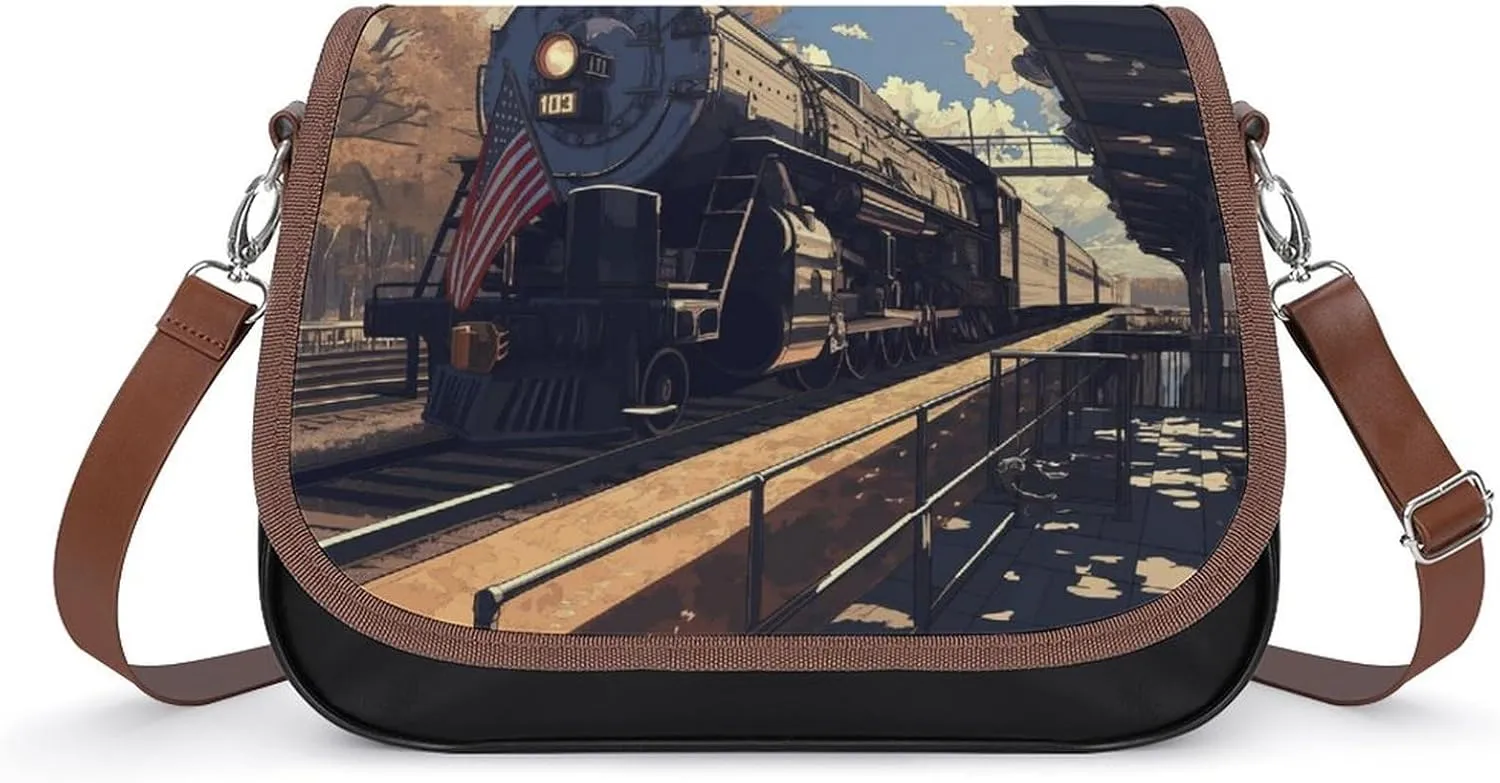 Women's Handbag Steam Locomotive Satchel Bag Leather Crossbody Bag Waterproof Messenger Bag