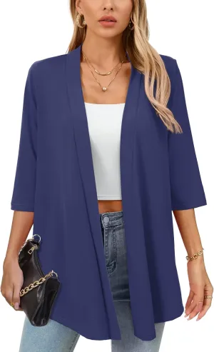 Women's Lightweight Open Front Cardigans Casual Soft Drape Spring Summer Fall Cardigan S-3XL