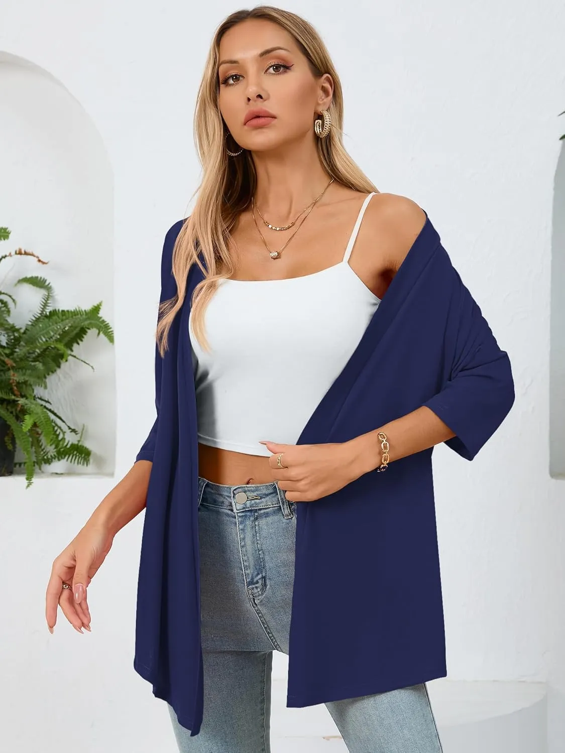 Women's Lightweight Open Front Cardigans Casual Soft Drape Spring Summer Fall Cardigan S-3XL