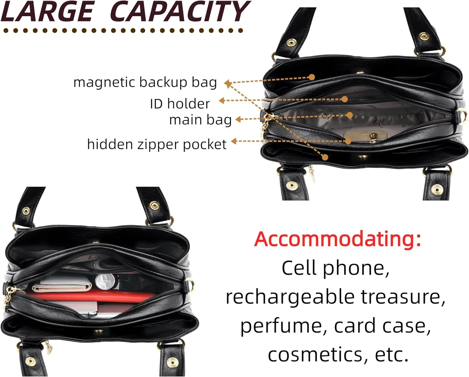 Women's Shoulder Handbags Zipper Closure Crossbody Bags Clutch Tote Purse Trendy Sling Bag For Women