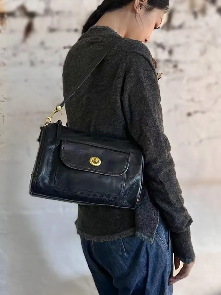 Women's Small Soft Genuine Leather Shoulder Handbag Fashion Crossbody Bags for Lady