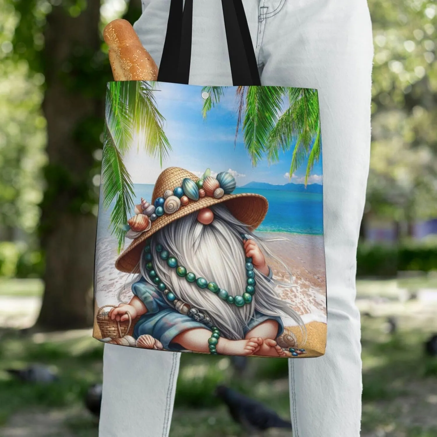 Wooden Board Beach Canvas Shoulder Bag Reusable Tote Bag Soft Lightweight Cloth Bags For Women Girls Lady Casual