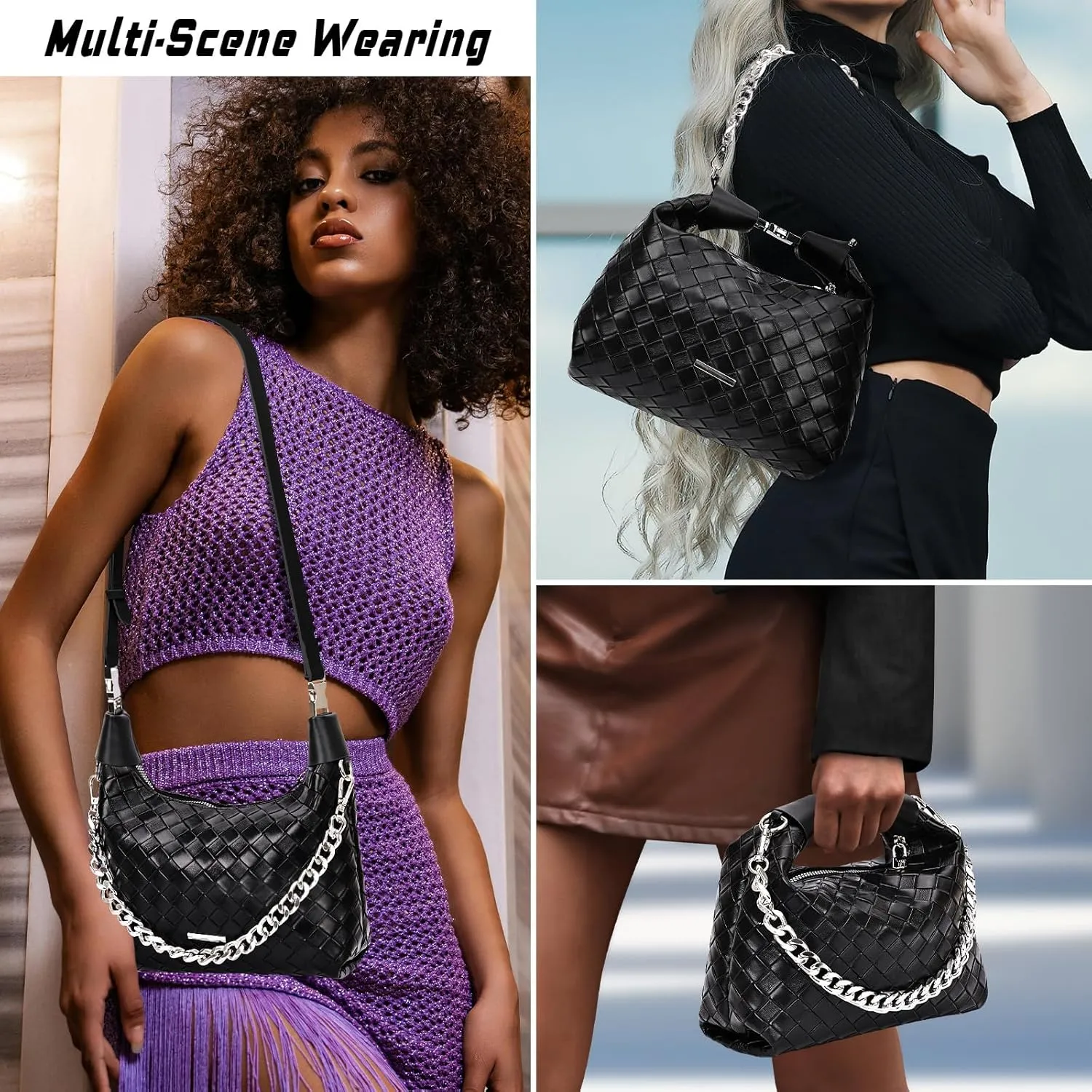 Woven Bags for Women Top Handle Small Woven Purse Handbag Crossbody Bags Leather Shoulder Purses Trendy
