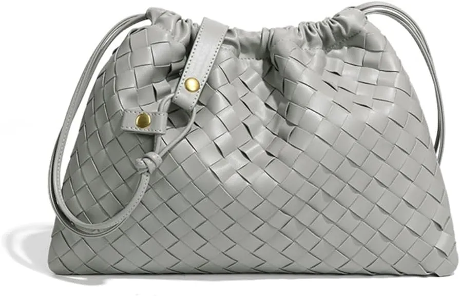Woven Large Crossbody Bags for Women Trendy Soft Leather Shoulder Tote Purses