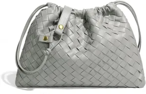 Woven Large Crossbody Bags for Women Trendy Soft Leather Shoulder Tote Purses