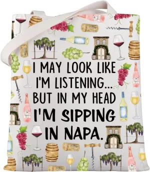 WSNANG Napa Valley Tote Bag Napa Valley Reusable Grocery Bags Vineyard Winery Shoulder Bag California Vacation Gift