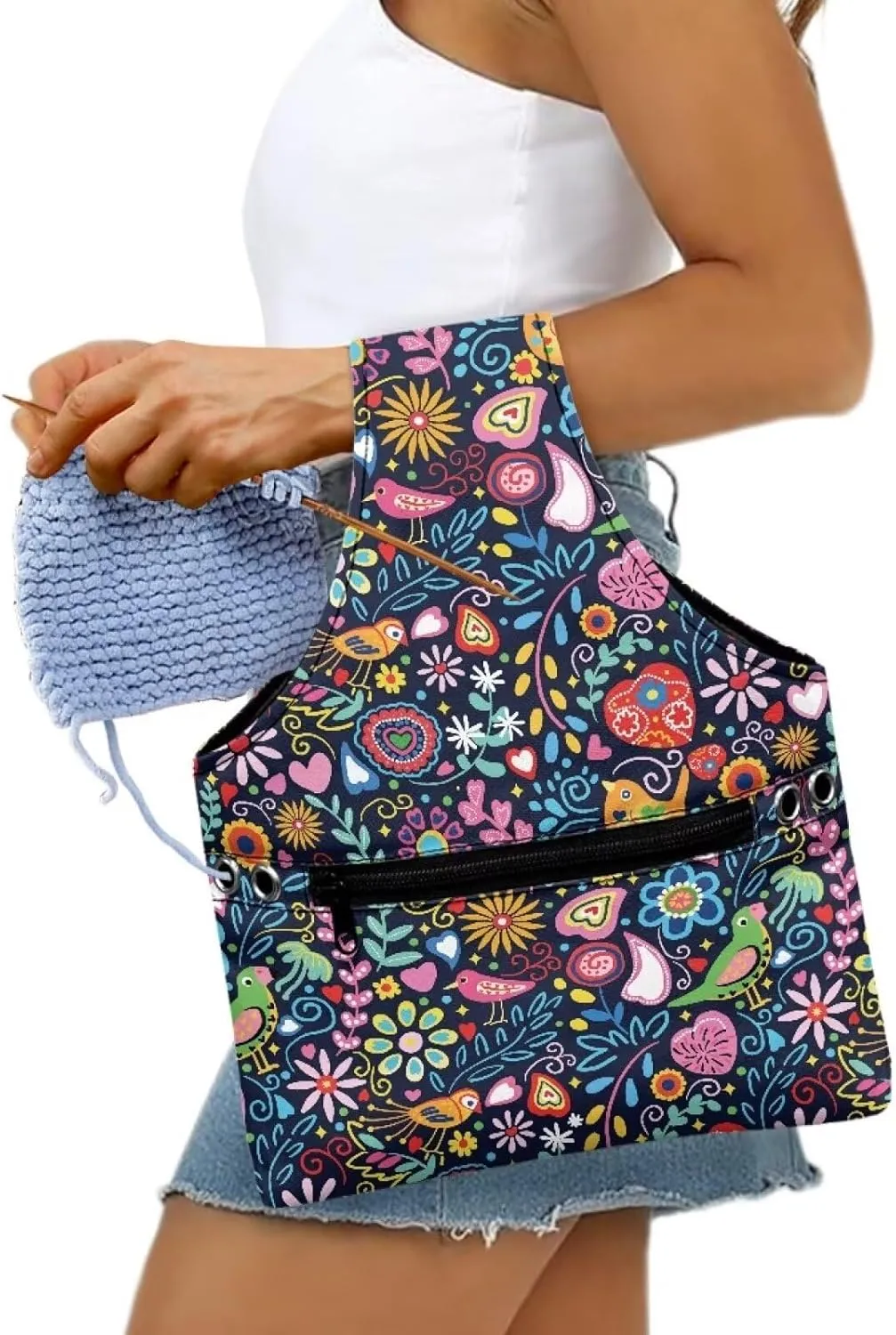 Yarn Bags for Crocheting on the Go Crochet Tote Bags for Women Travel Crochet Organizers and Storage Bag