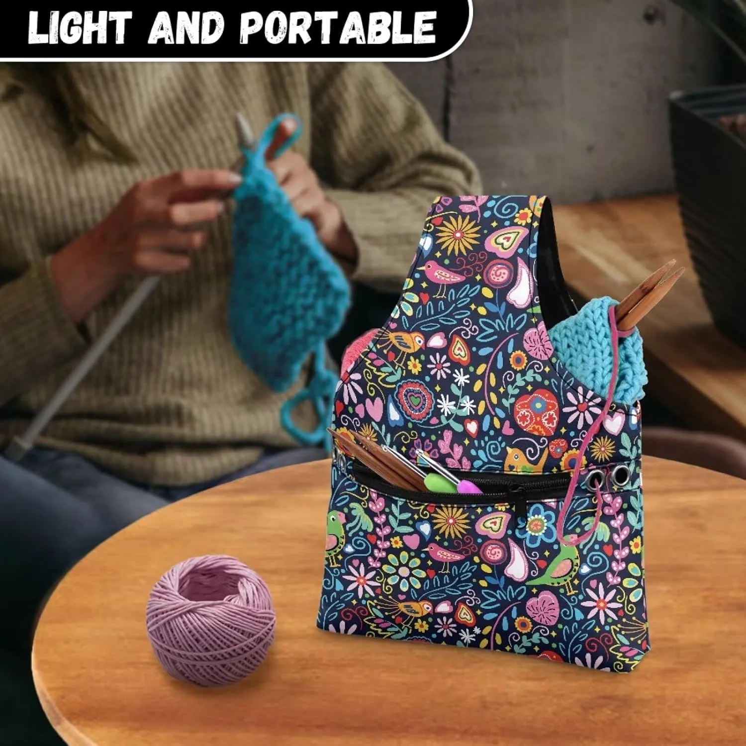 Yarn Bags for Crocheting on the Go Crochet Tote Bags for Women Travel Crochet Organizers and Storage Bag