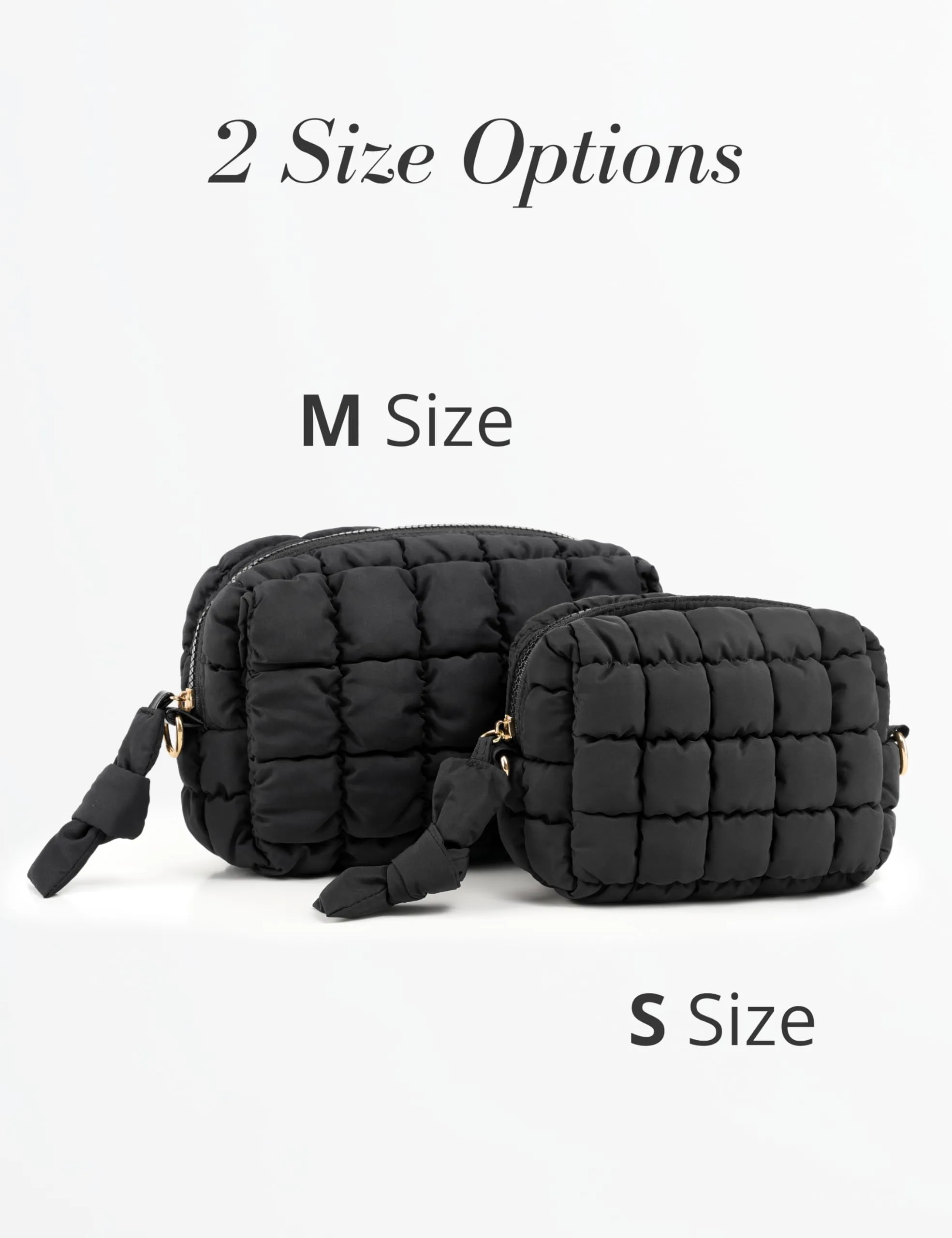 Yarnic Quilted Makeup Bag Puffy Cosmetic Bag, Travel Toiletry Bag for Women, Cute Makeup Bag Organizer Puffer Makeup Pouch (M, Taupe)