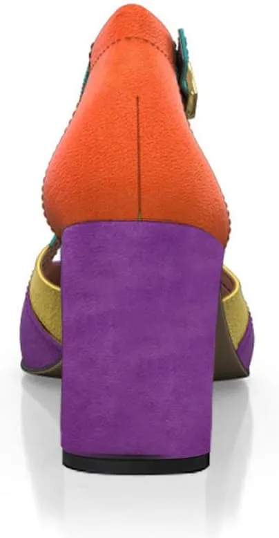 YDN Women Cross Strap Sqaure Toe Pumps Chunky Block High Heel D'orsays Fashion Contrast Stitching Office Dressy Shoes Size 4-15 US