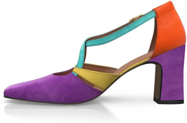 YDN Women Cross Strap Sqaure Toe Pumps Chunky Block High Heel D'orsays Fashion Contrast Stitching Office Dressy Shoes Size 4-15 US