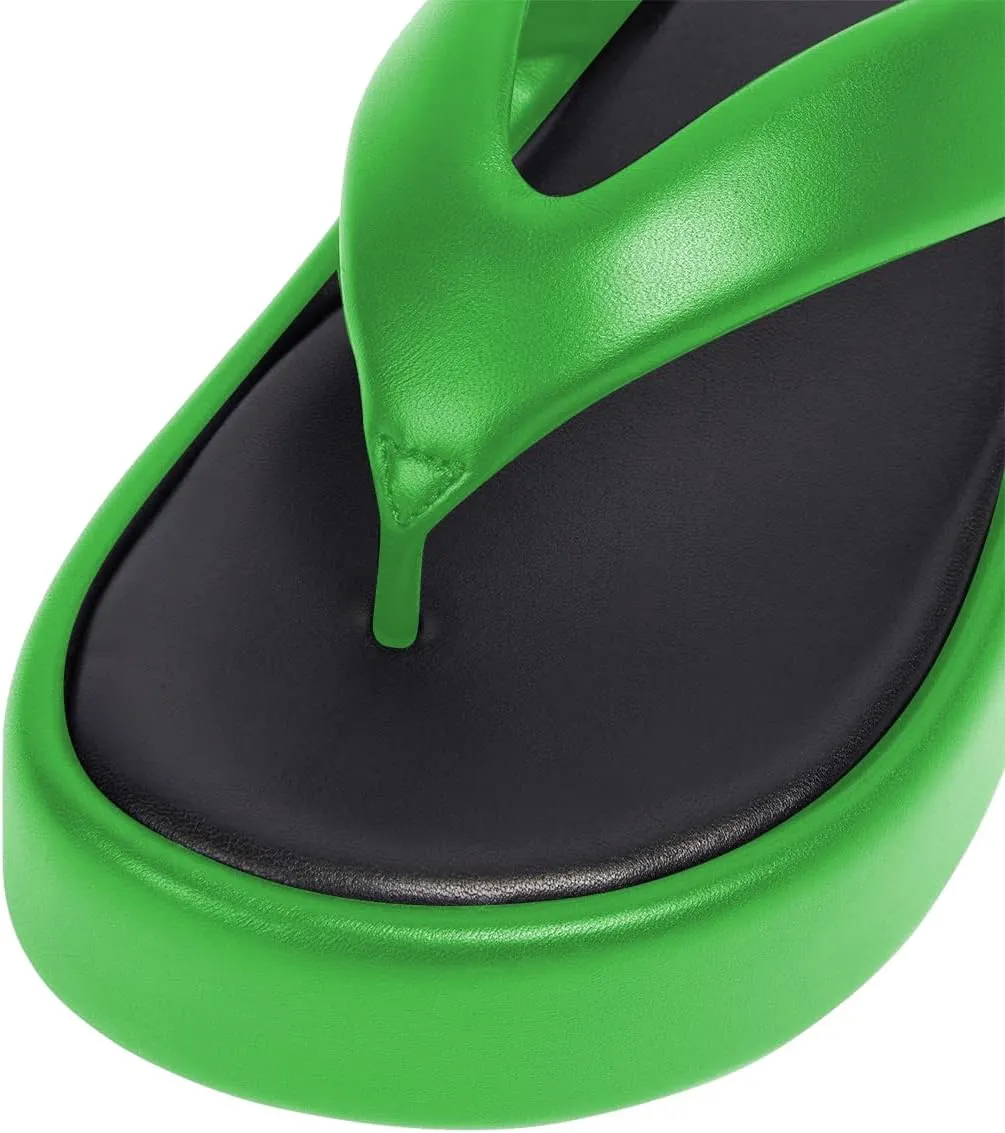 YDN Women Dressy Platform Slippers Almond Open Toe Sandals Slip on Flat Flip Flops Wedge Low Heels Shoes Party Daily Size 4-15 US