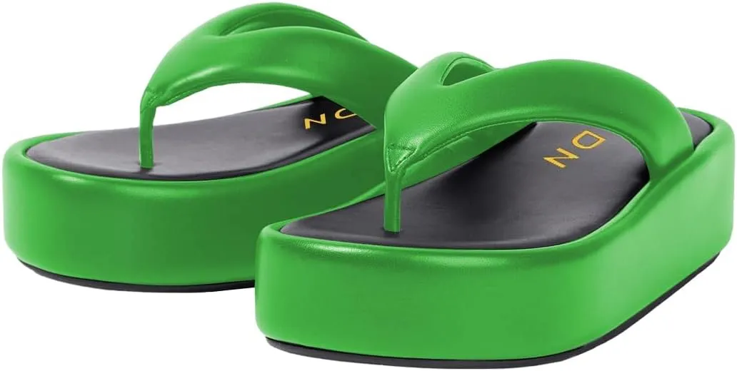 YDN Women Dressy Platform Slippers Almond Open Toe Sandals Slip on Flat Flip Flops Wedge Low Heels Shoes Party Daily Size 4-15 US