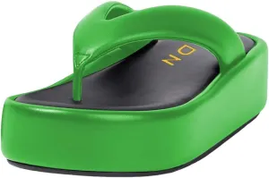 YDN Women Dressy Platform Slippers Almond Open Toe Sandals Slip on Flat Flip Flops Wedge Low Heels Shoes Party Daily Size 4-15 US