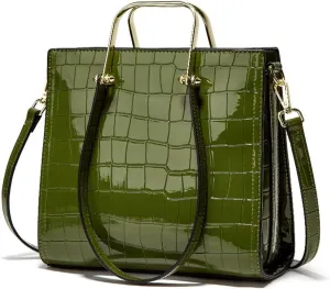Yohora Women’s Handbag Large Capacity Tote Bag Designer Leather Crossbody Bag Crocodile Pattern Retro Shoulder Purse