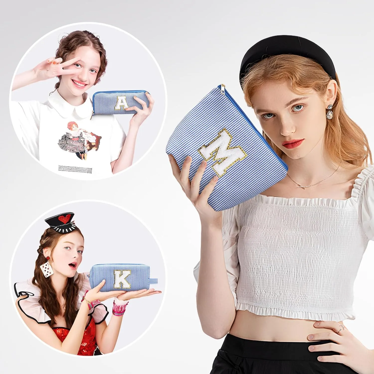 YOOLIFE Birthday Gifts - Trendy Travel Makeup Bag, Personalized Gifts - Cute Travel Makeup Bag | Birthday Gifts for Women Christmas Gifts for Teens Girls | Initial Travel Toiletry Bag - L