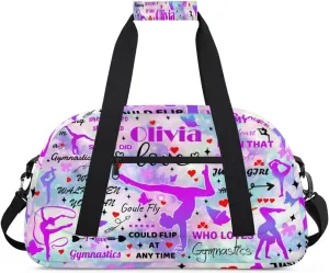 Yzrwebo Personalized Gymnastics Bag with Name for Women, Custom Gymnastics Gym Duffel Bag, Customized Sport Bag Travel Weekender Overnight Bags, Colorful Nebula