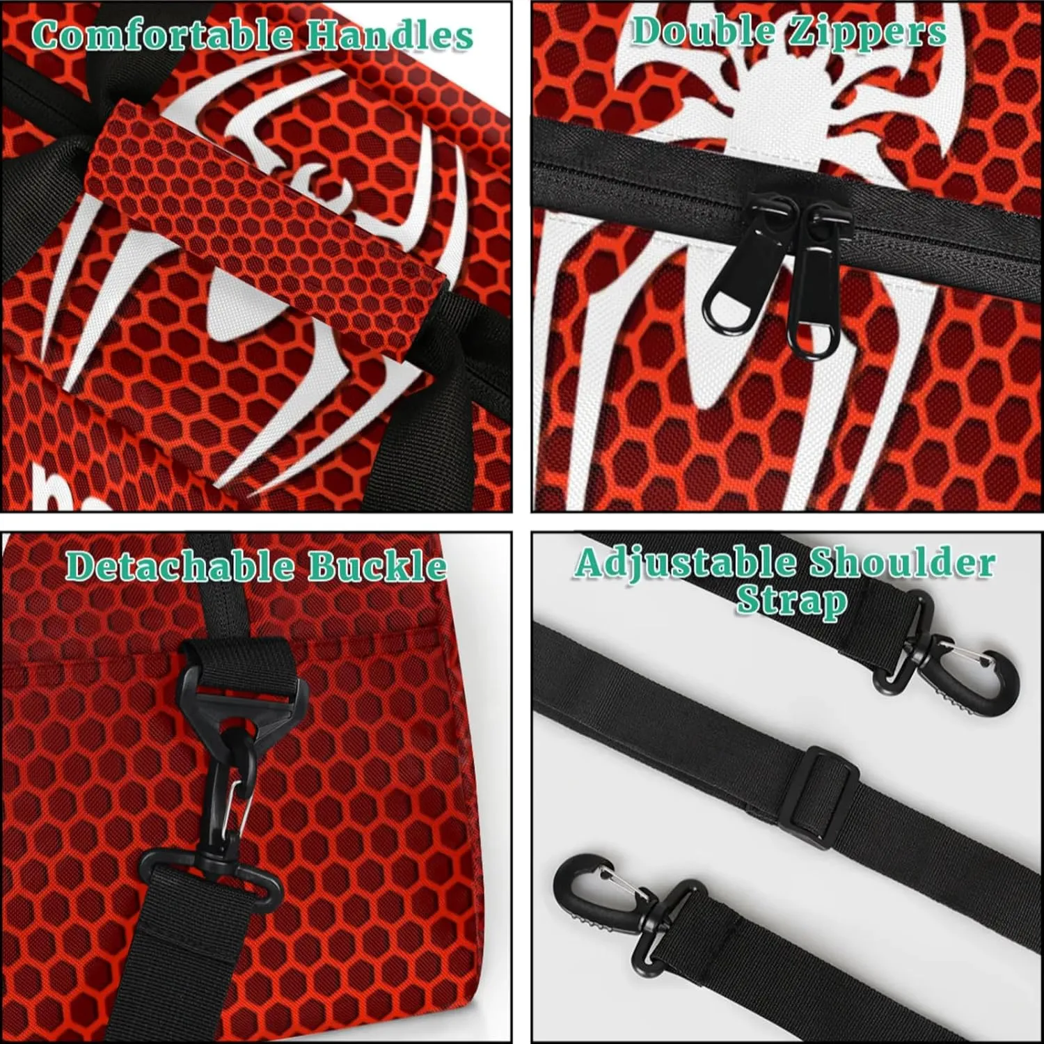 Yzrwebo Spiders Pattern Custom Name Gym Duffle Bag Personalized Sport Duffle Gymnastics Bags Customized Weekend Overnighter Travel Bags