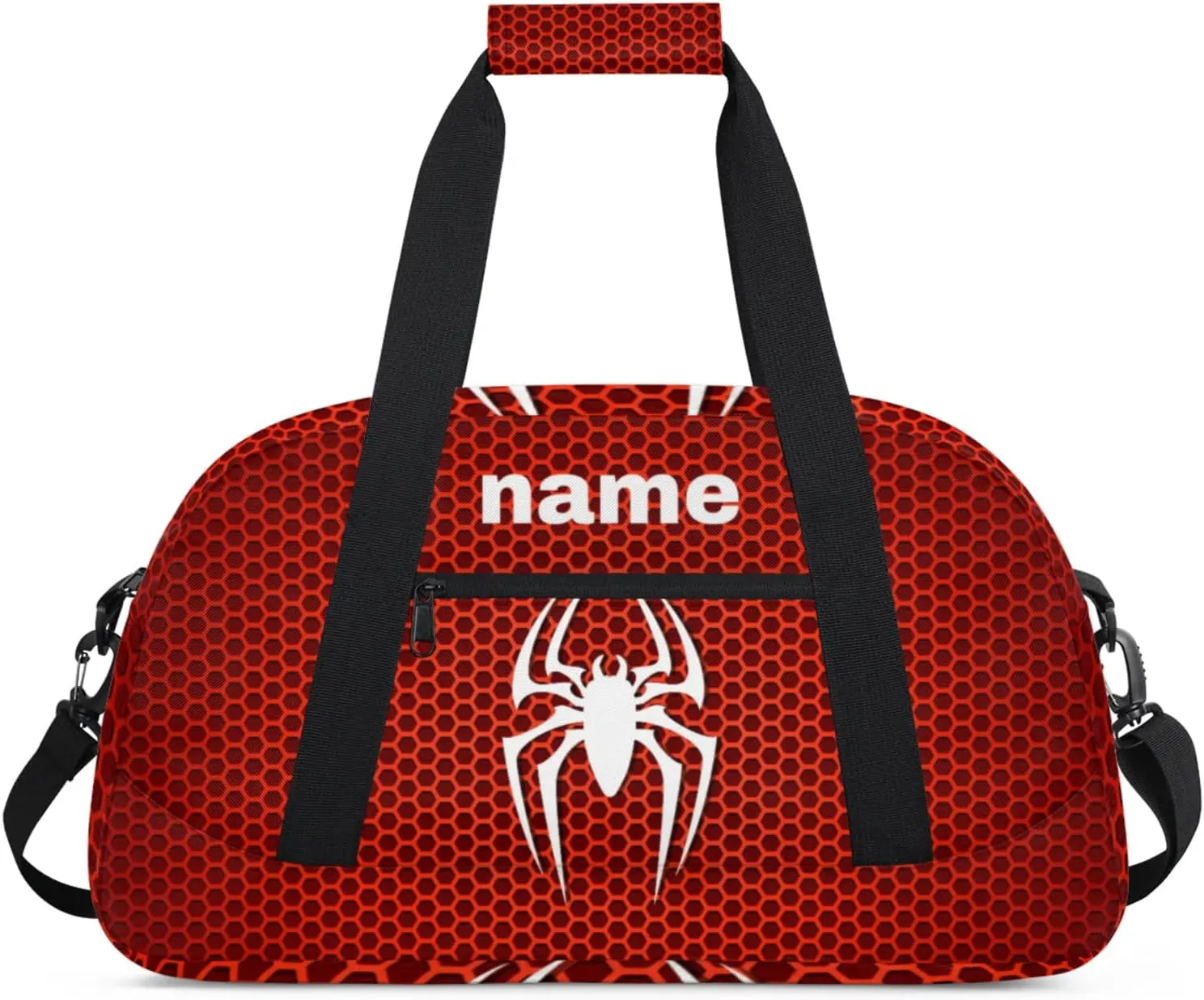 Yzrwebo Spiders Pattern Custom Name Gym Duffle Bag Personalized Sport Duffle Gymnastics Bags Customized Weekend Overnighter Travel Bags